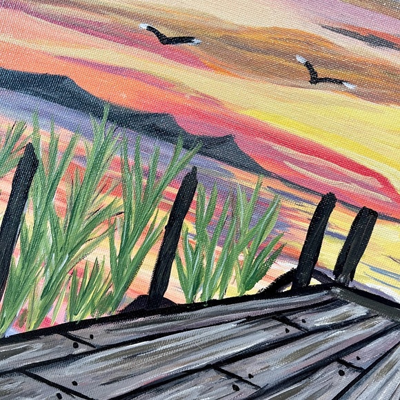 Sunset Pier, 11 x 14, Acrylic Painting - Picture 2 of 5